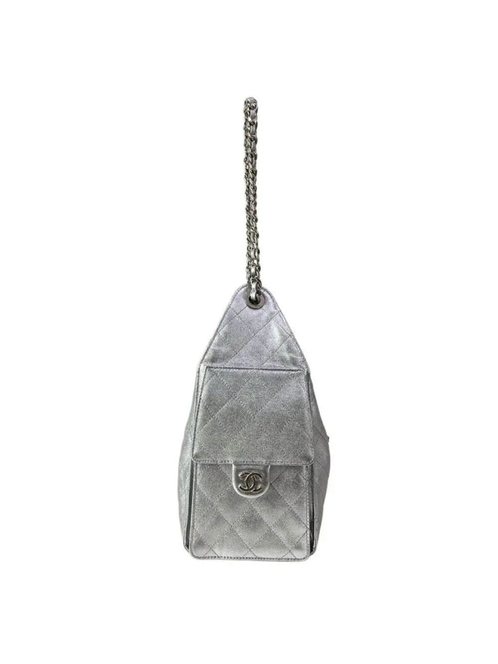 Chanel Shoulder Bag 25 Small Silver Metallic
